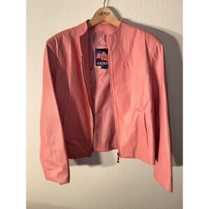 USA Womens Leather Jacket Size XL Pink Vintage